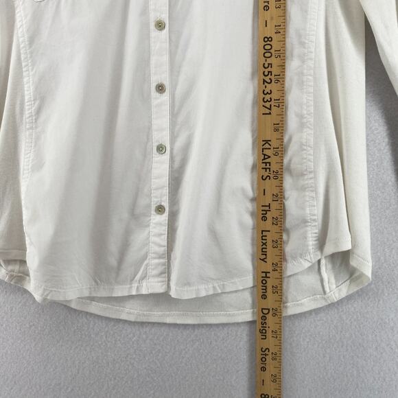 EILEEN FISHER Shirt M Organic Cotton Woven with Knit Sleeve Trim and Back White - Picture 14 of 15